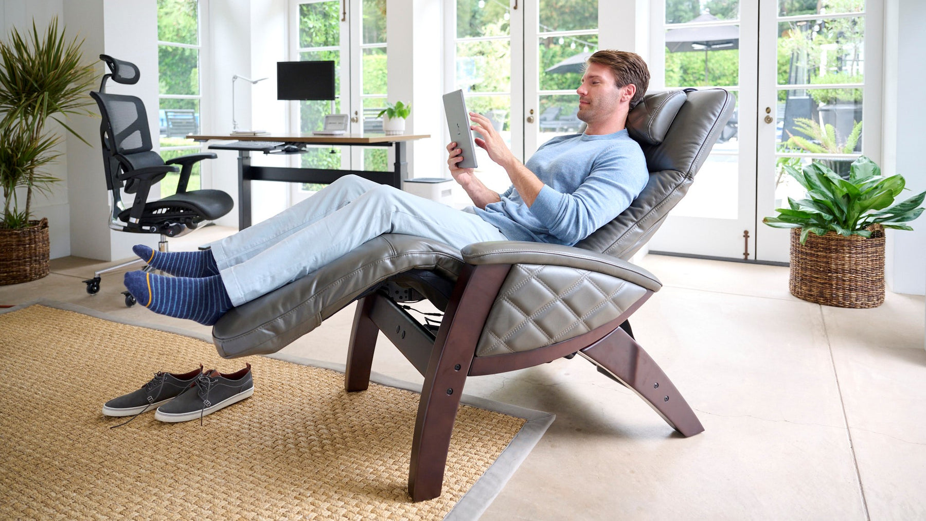 A man using a Hale AirComfort Zero Gravity Recliner