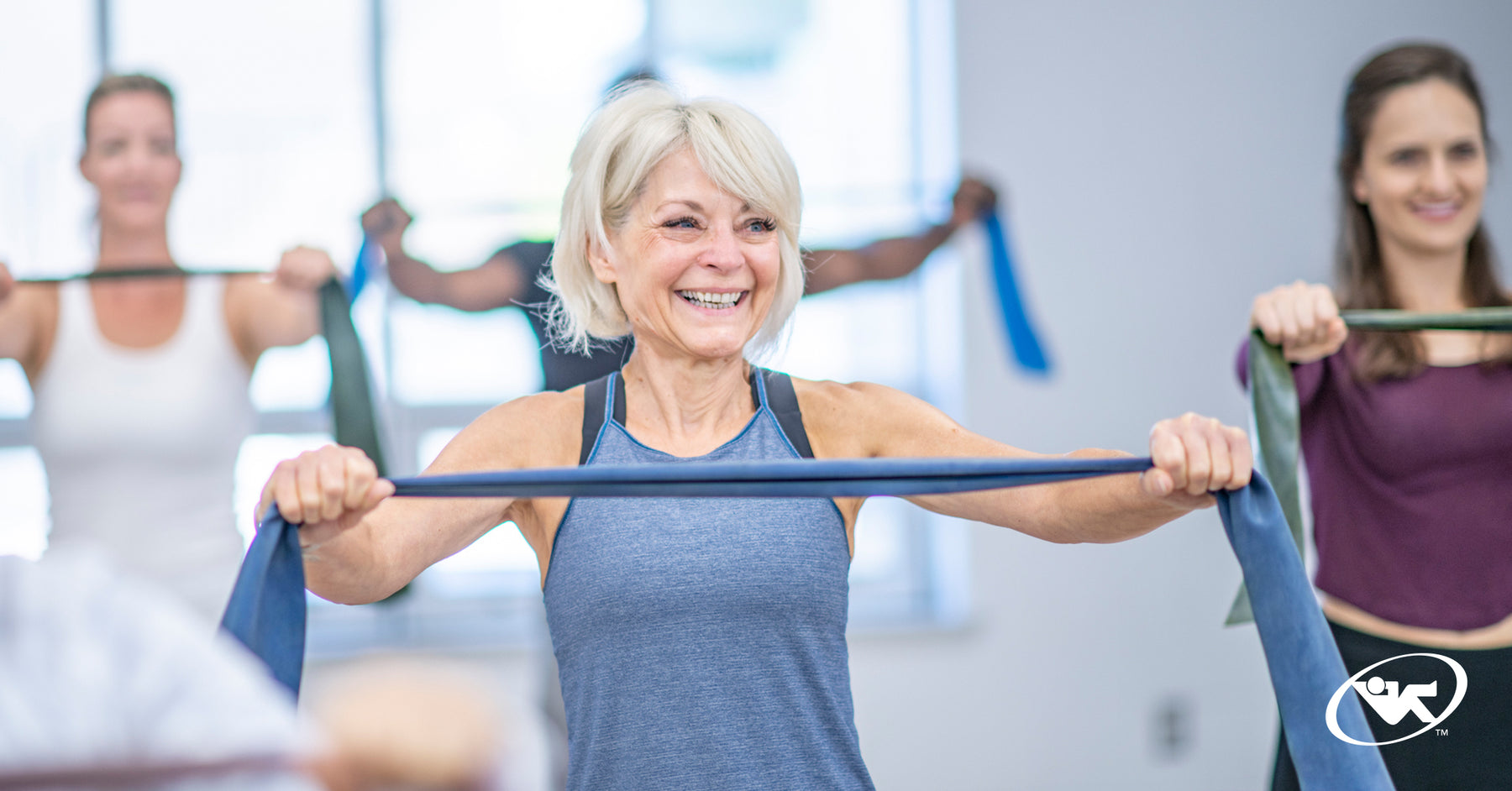 Women exercising in a class setting 