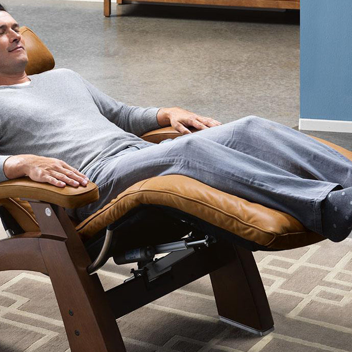 Man reclining in the Perfect Chair Zero Gravity Recliner 