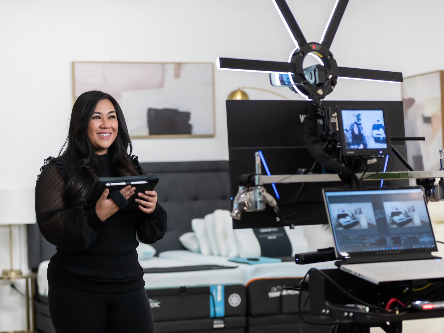 Dominica Dao Relax The Back Wellness Expert in front of a camera during a virtual appointment